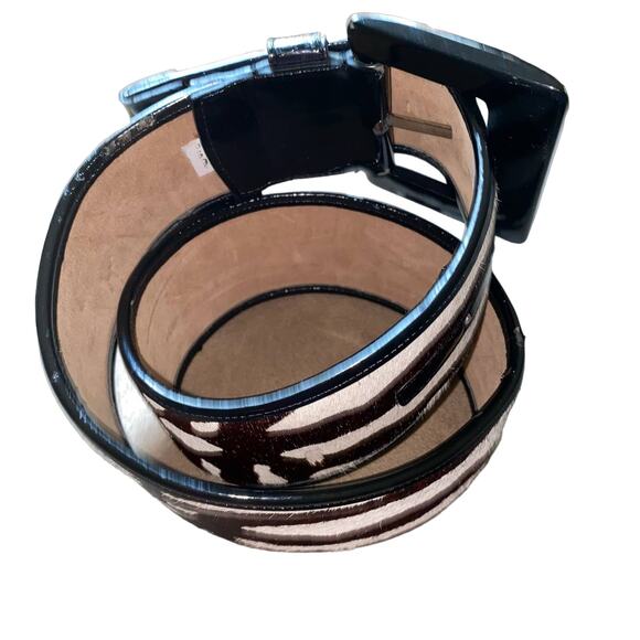 Ann Taylor Cow Print Wide Accent Belt with Black Genuine Leather Trim size Small - Picture 4 of 14